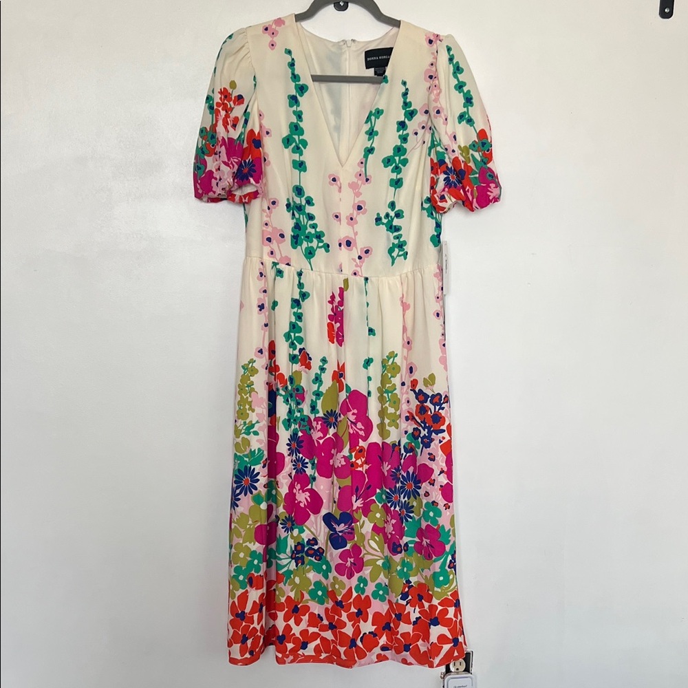Donna Morgan Short Sleeve Floral Midi Dress